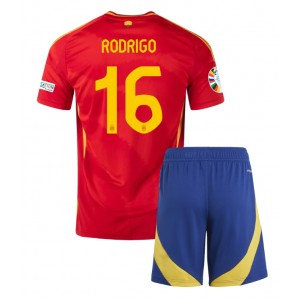 Fotbalové Dres Španělsko Rodri Hernandez #16 Dětské Domácí Oblečení ME 2024 Krátký Rukáv (+ trenýrky)